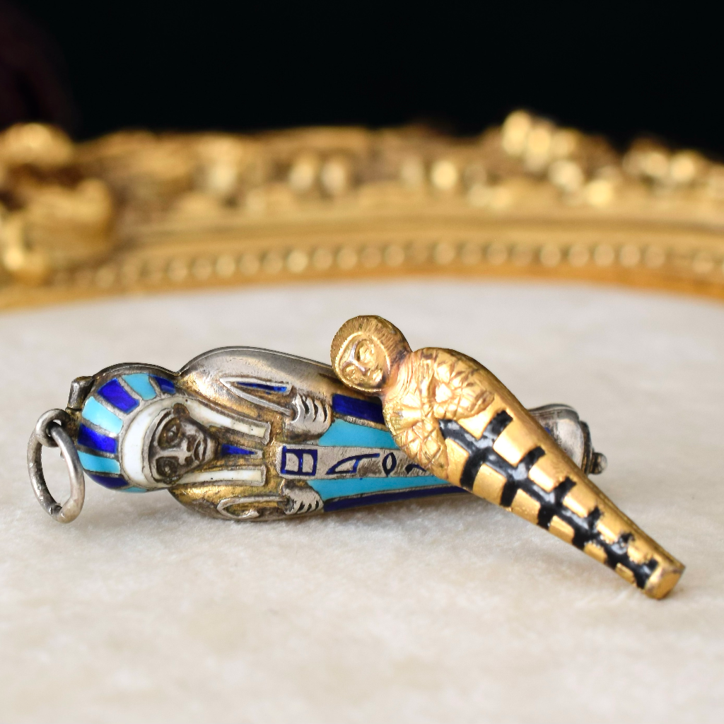 Antique Art Deco Egyptian Revival Sarcophagus And Mummy Pendant Circa 1920-30’s