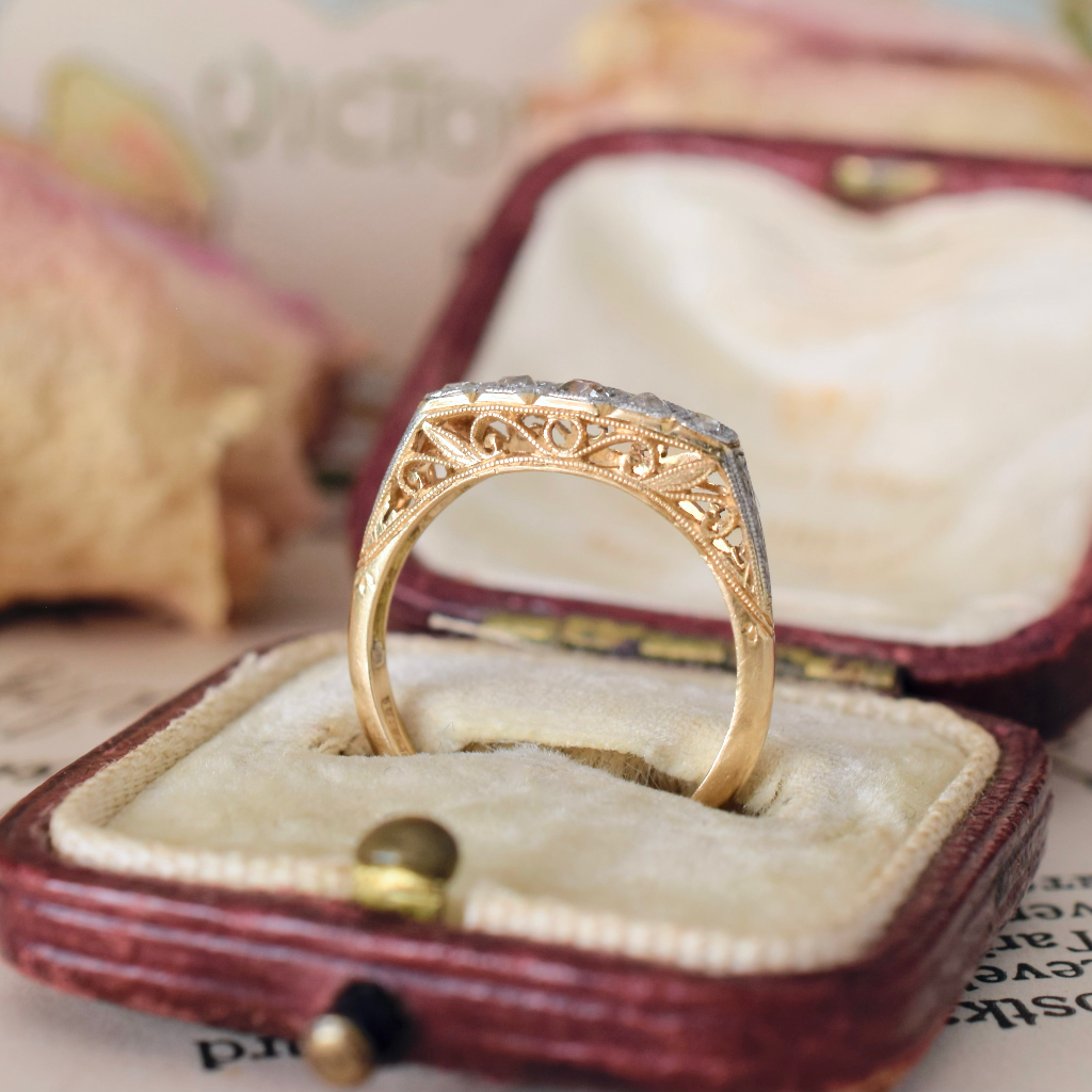 Vintage 18ct Yellow Gold And Diamond Five Stone Ring