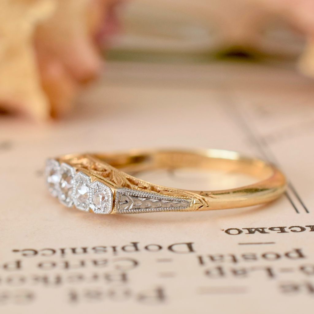Vintage 18ct Yellow Gold And Diamond Five Stone Ring