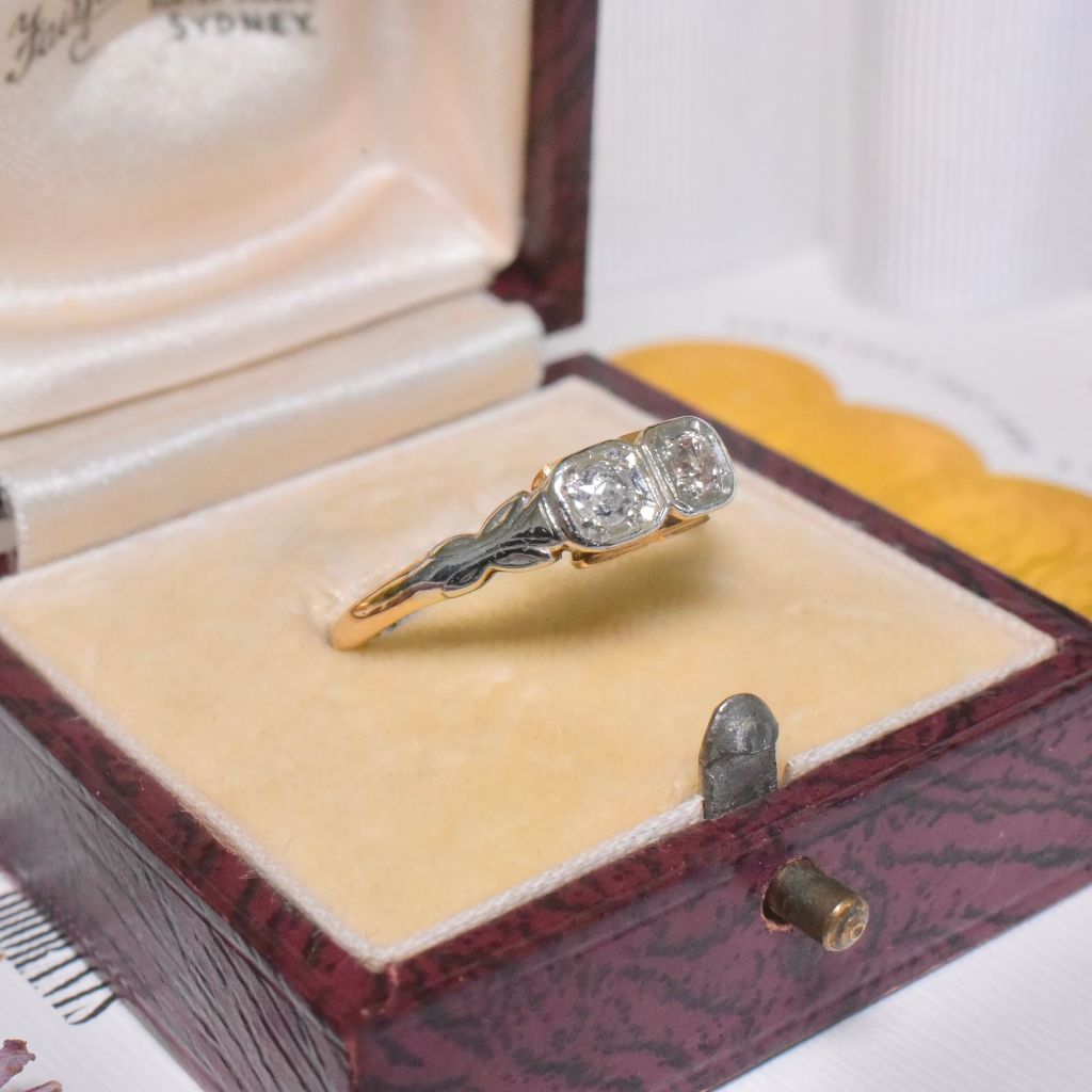 Antique Australian 18ct Yellow Gold And Diamond ’Toi Et Moi’ Ring Circa 1901-15