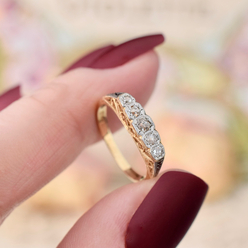 Vintage 18ct Yellow Gold And Diamond Five Stone Ring