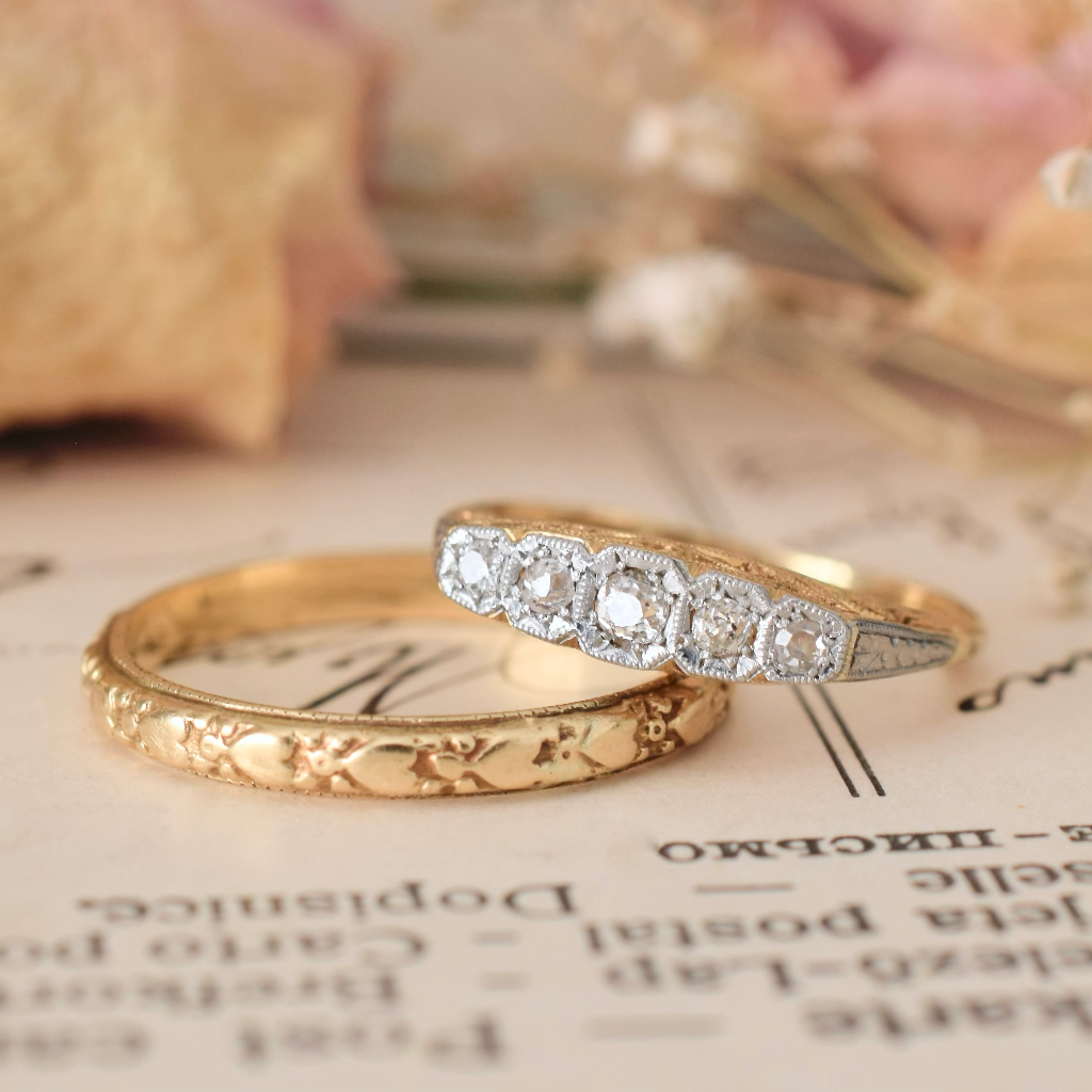 Vintage 18ct Yellow Gold And Diamond Five Stone Ring