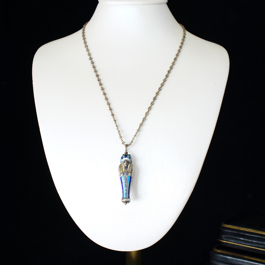 Antique Art Deco Egyptian Revival Sarcophagus And Mummy Pendant Circa 1920-30’s