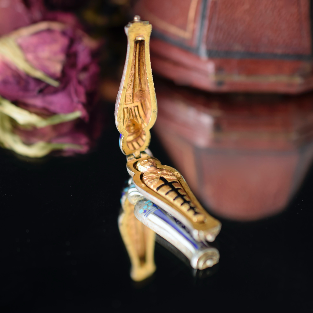 Antique Art Deco Egyptian Revival Sarcophagus And Mummy Pendant Circa 1920-30’s