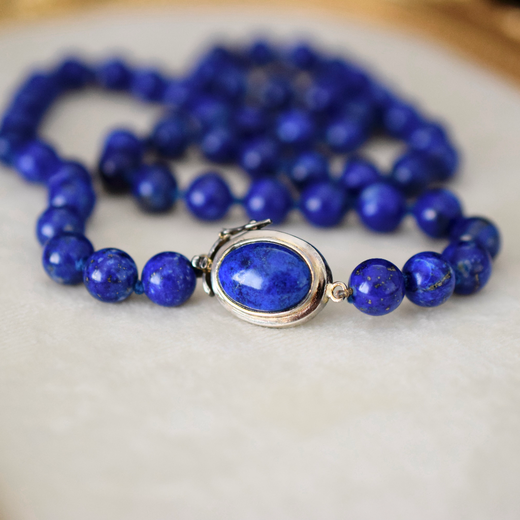 Modern Sterling Silver And Lapis Lazuli Necklace