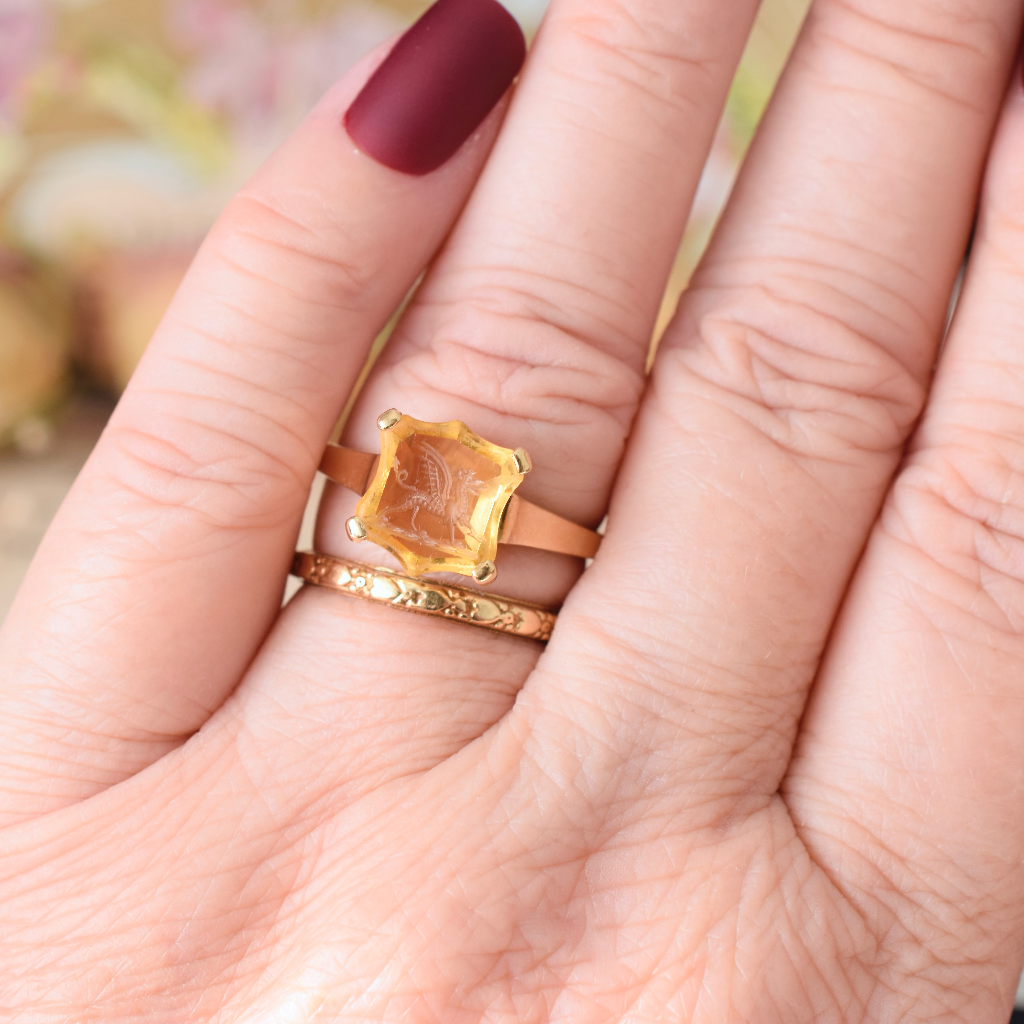 Antique Australian 18ct Gold Citrine Intaglio Seal Ring By ‘CATANACH’S’