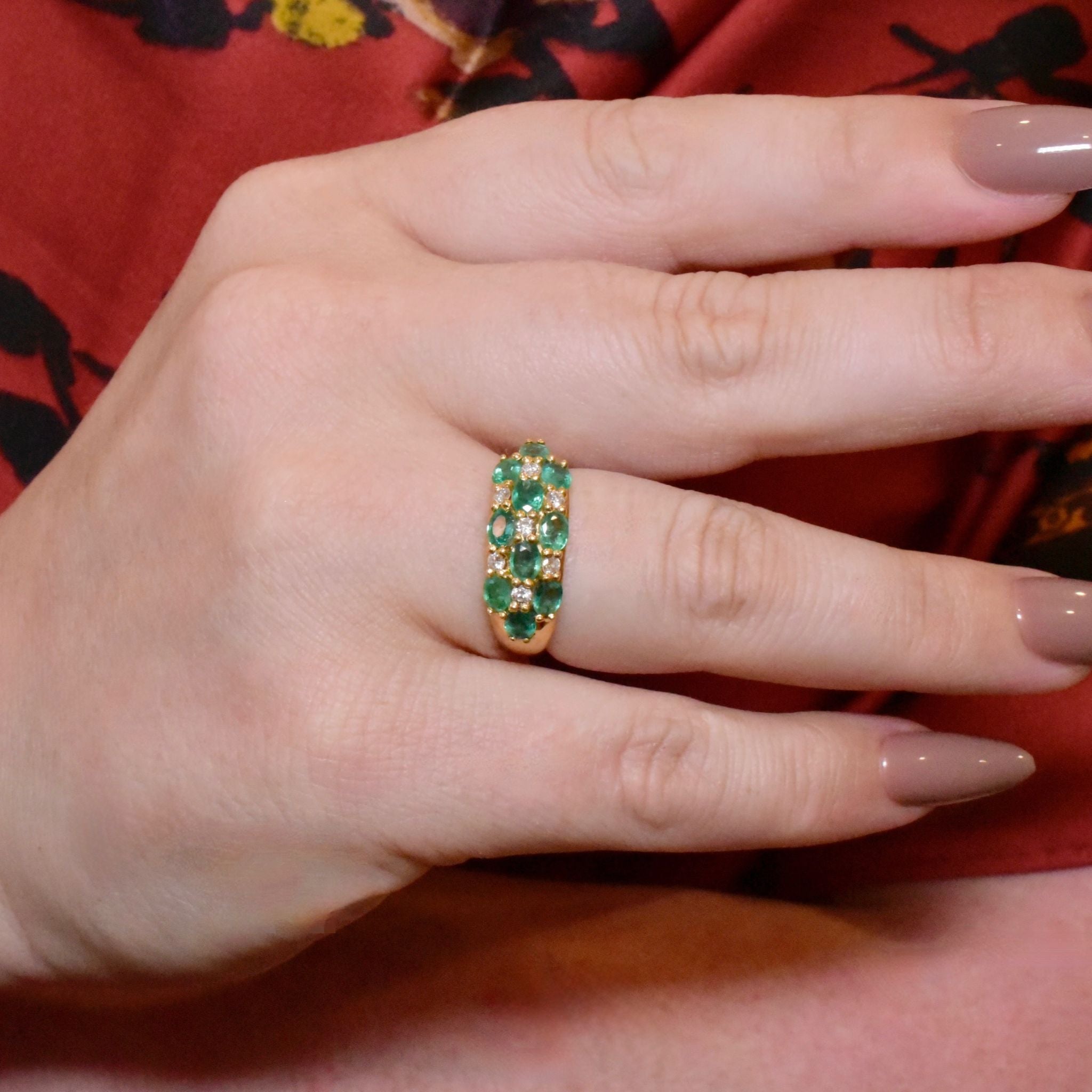 Superb 18ct Yellow Gold Emerald And Diamond Ring - London 1998