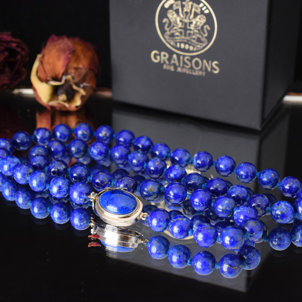 Modern Sterling Silver And Lapis Lazuli Necklace