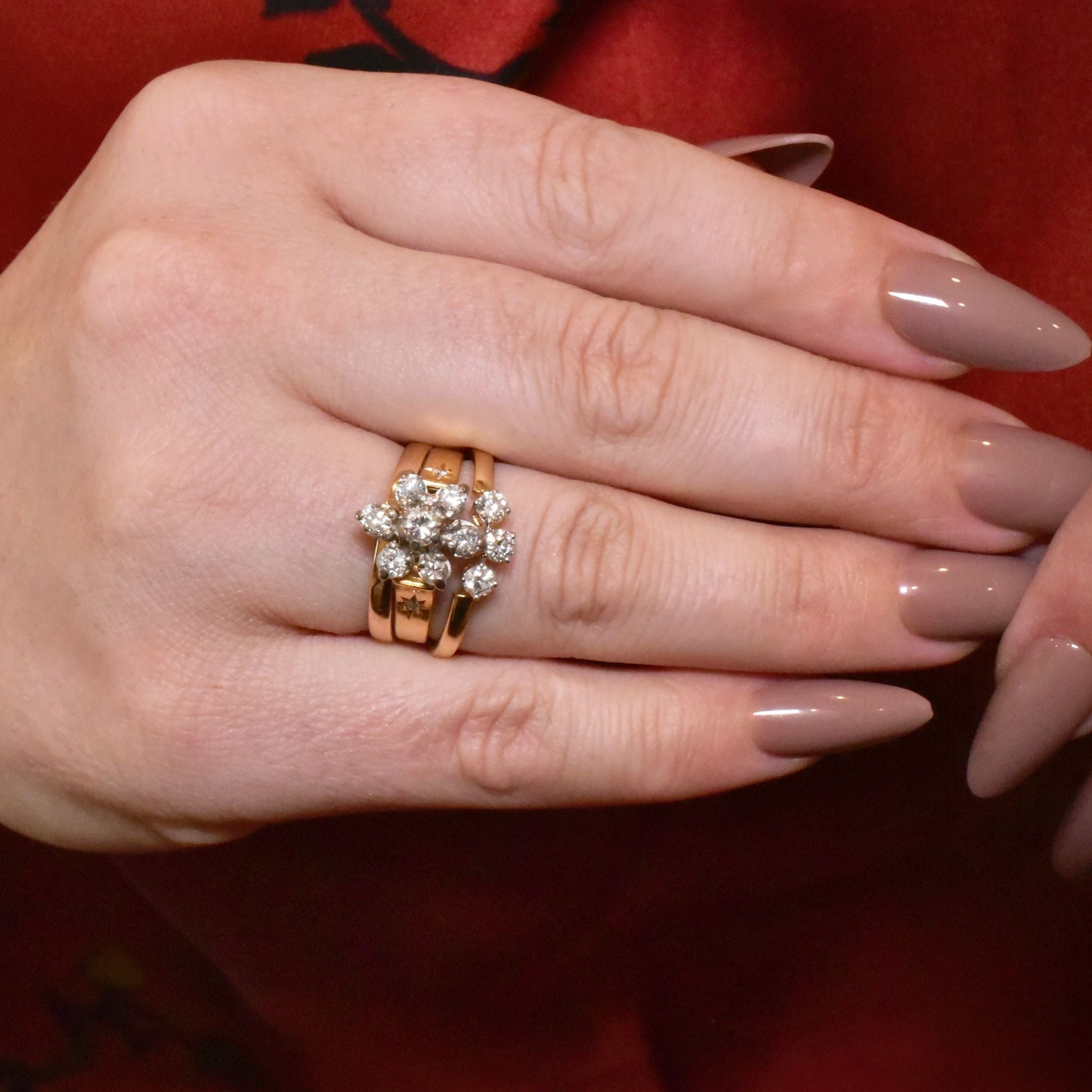 Vintage 18ct Yellow Gold Diamond ‘Daisy’ Cluster Ring 0.83ct