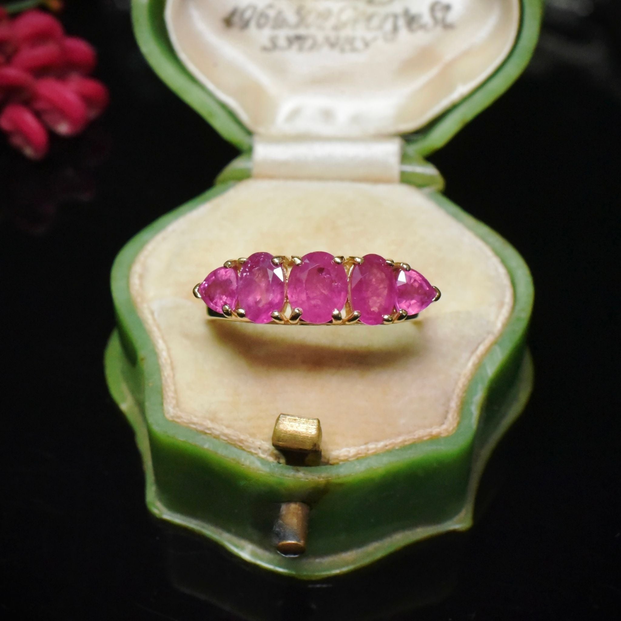 Contemporary 14ct Yellow Gold Ruby Half Hoop Ring