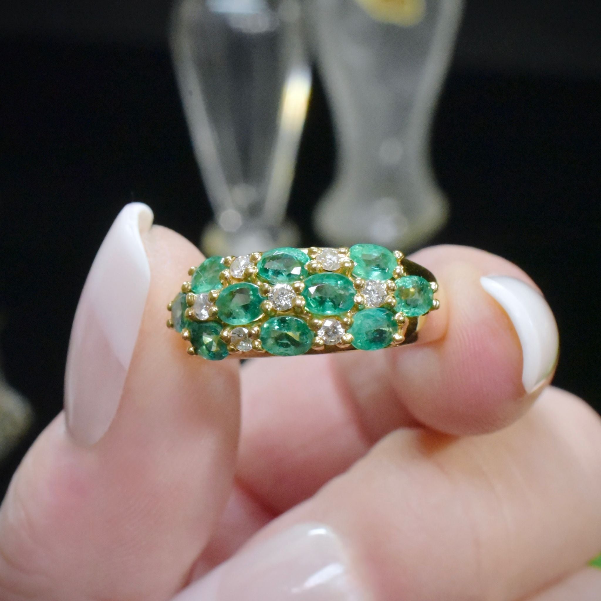 Superb 18ct Yellow Gold Emerald And Diamond Ring - London 1998