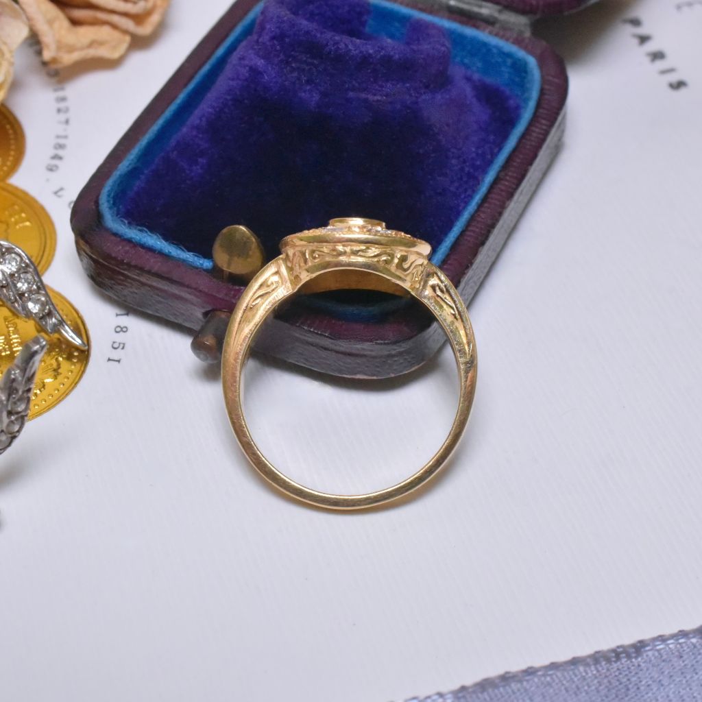 Estate 18ct Yellow Gold And Diamond Halo Ring Accompanied by an old 1996 Valuation for $2,300 AUD