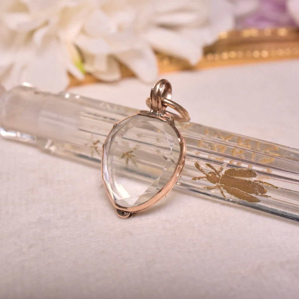 Antique Georgian Regency 15ct Rose Gold And Rock Crystal ‘Heart’ Locket Circa 1780-1800