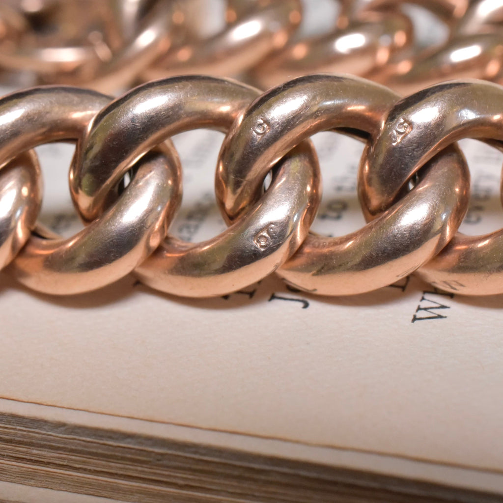 Antique Heavy 9ct Rose Gold Heavy Curb-link Bracelet Circa 1910-20 - 34 Grams