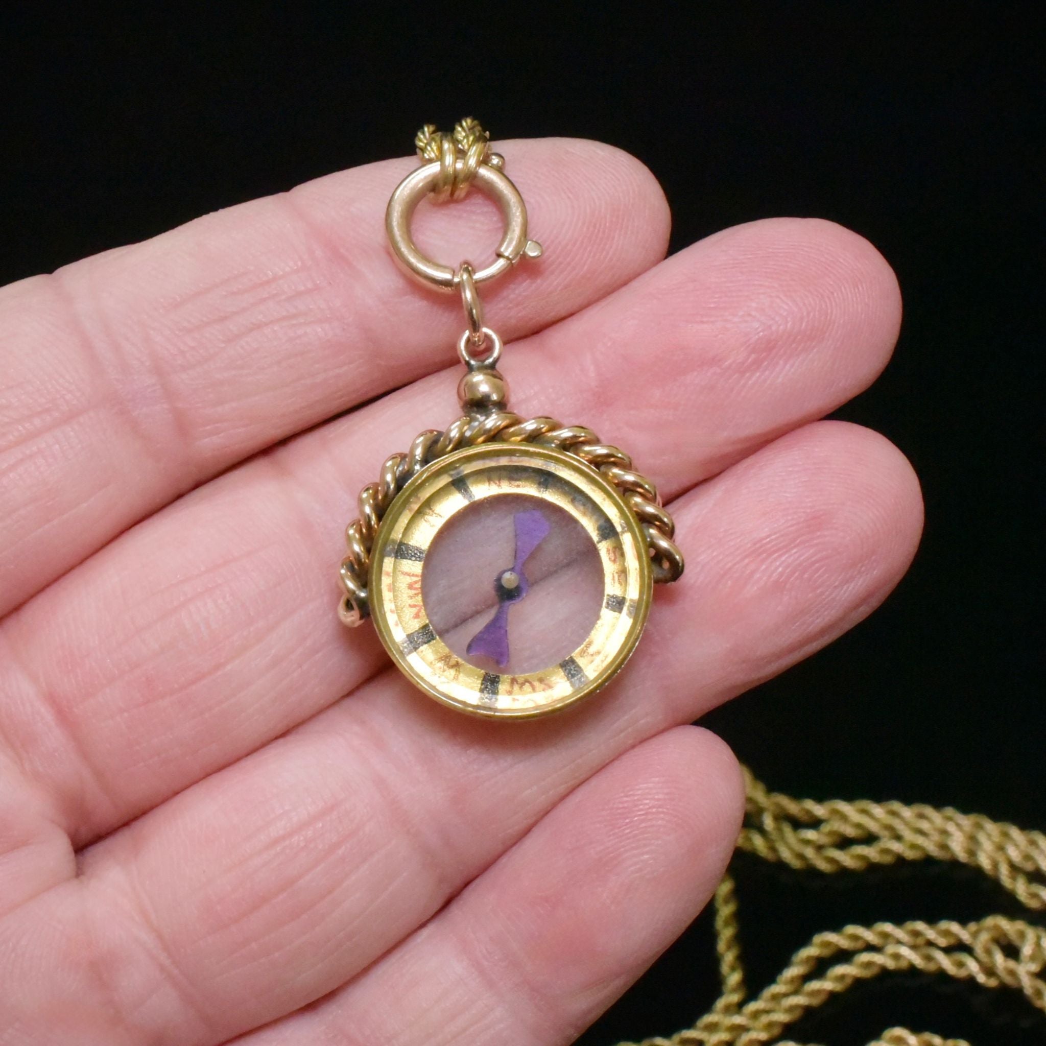 Antique Edwardian 9ct Rose Gold Compass Pendant/Fob Circa 1910’s