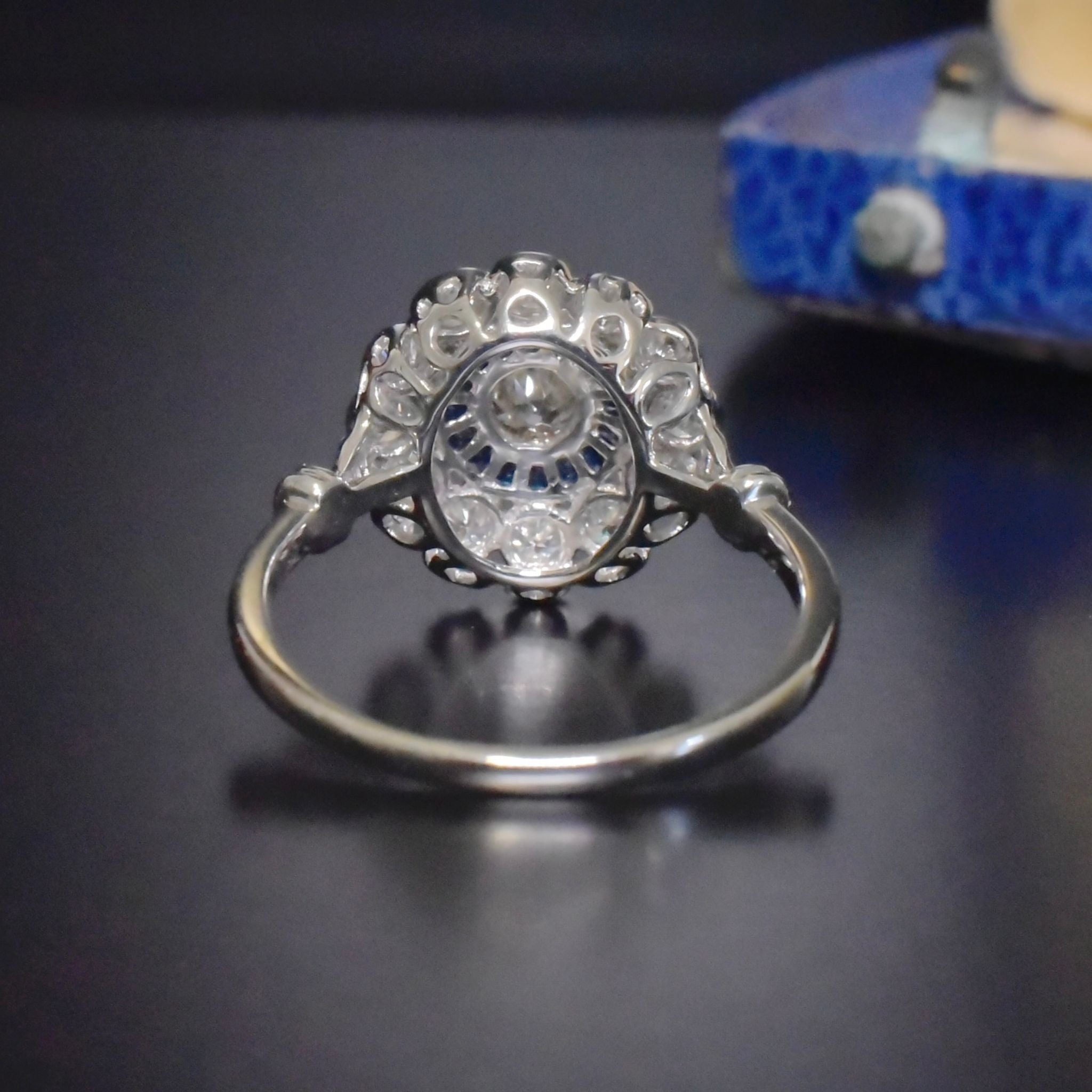 Contemporary 14ct White Gold Sapphire And Diamond Halo Ring Included With Purchase Valuation For $15000 AUD