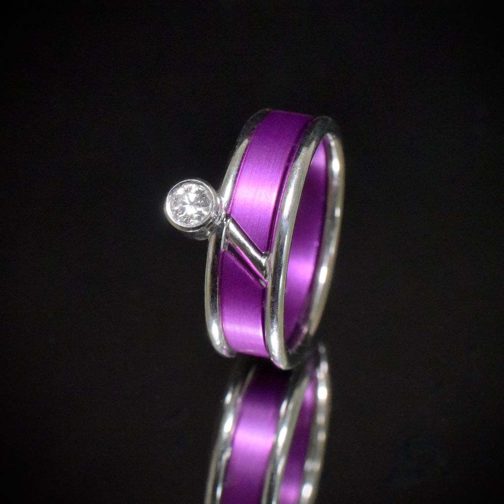 Rare Vintage Designer 14ct White And Yellow Gold Diamond Hans Hansen (Denmark) Interchangeable Ring