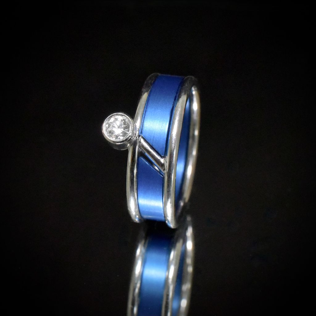Rare Vintage Designer 14ct White And Yellow Gold Diamond Hans Hansen (Denmark) Interchangeable Ring