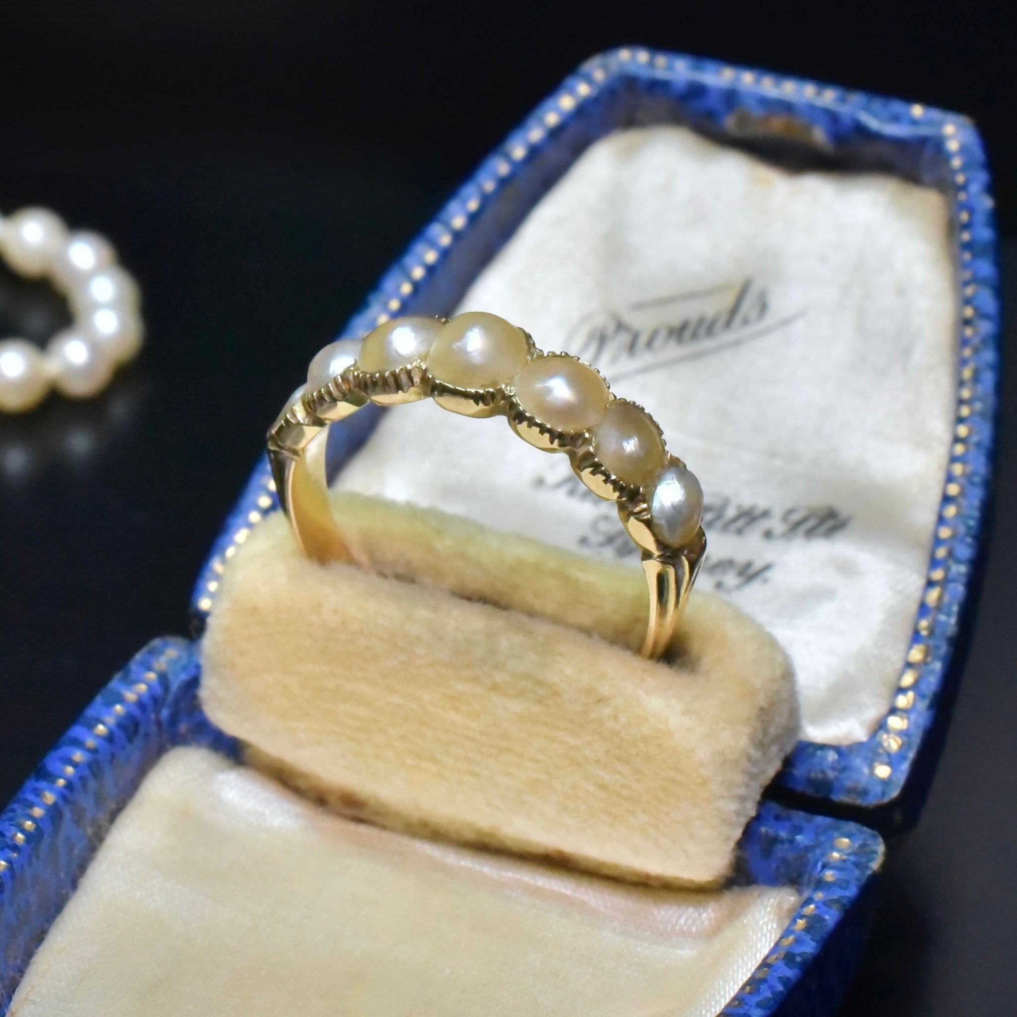 Antique Georgian 15ct Yellow Gold Half Hoop Natural Half Pearl Ring Circa 1815-25