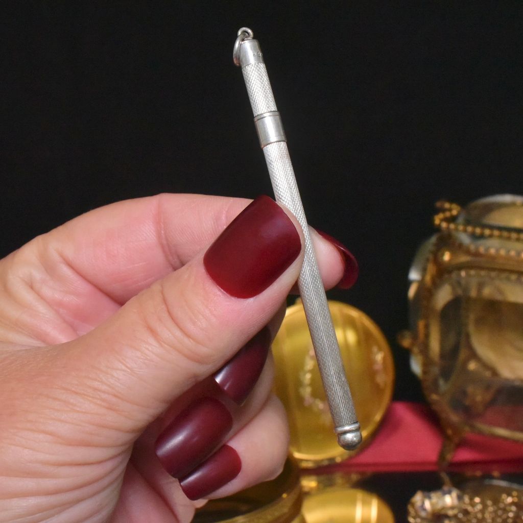Vintage Art Deco Or Art Deco Style Sterling Silver Retractable ‘Swizzle Stick’ Pendant / Fob