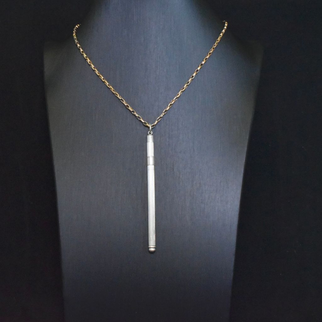 Vintage Art Deco Or Art Deco Style Sterling Silver Retractable ‘Swizzle Stick’ Pendant / Fob