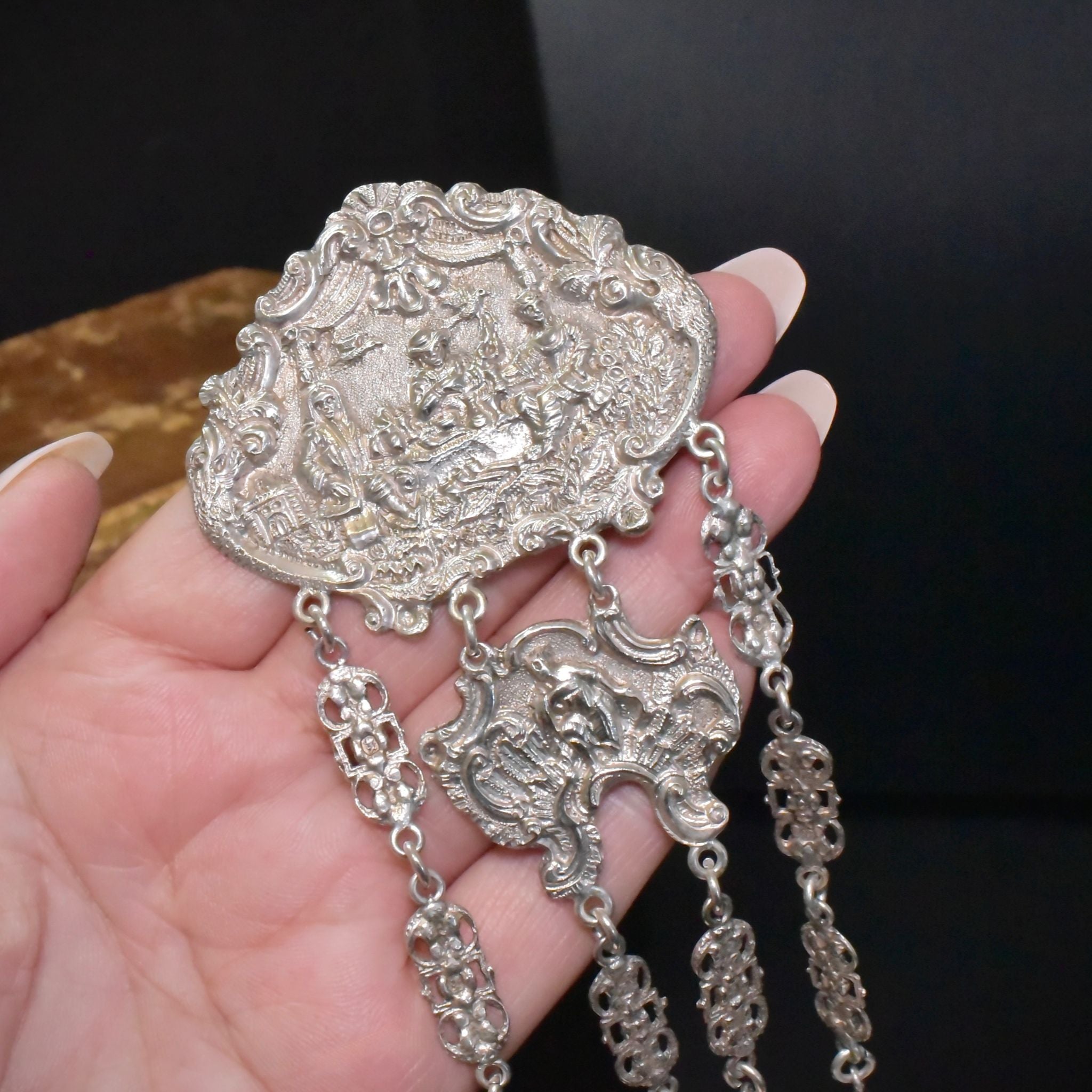 Antique Victorian Sterling Silver Chatelaine Hallmarked For London 1890