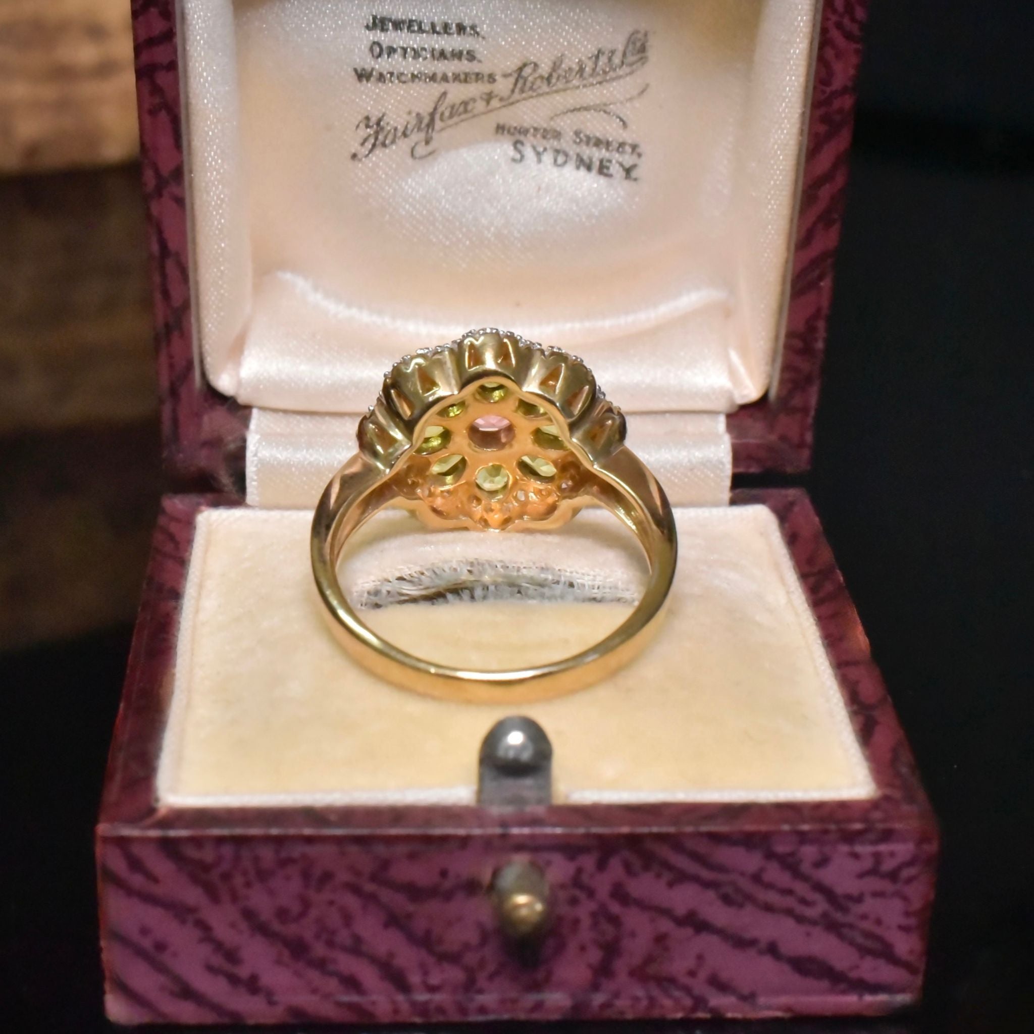 Divine 9ct Yellow Gold Garnet, Peridot & Diamond Ring - Sheffield