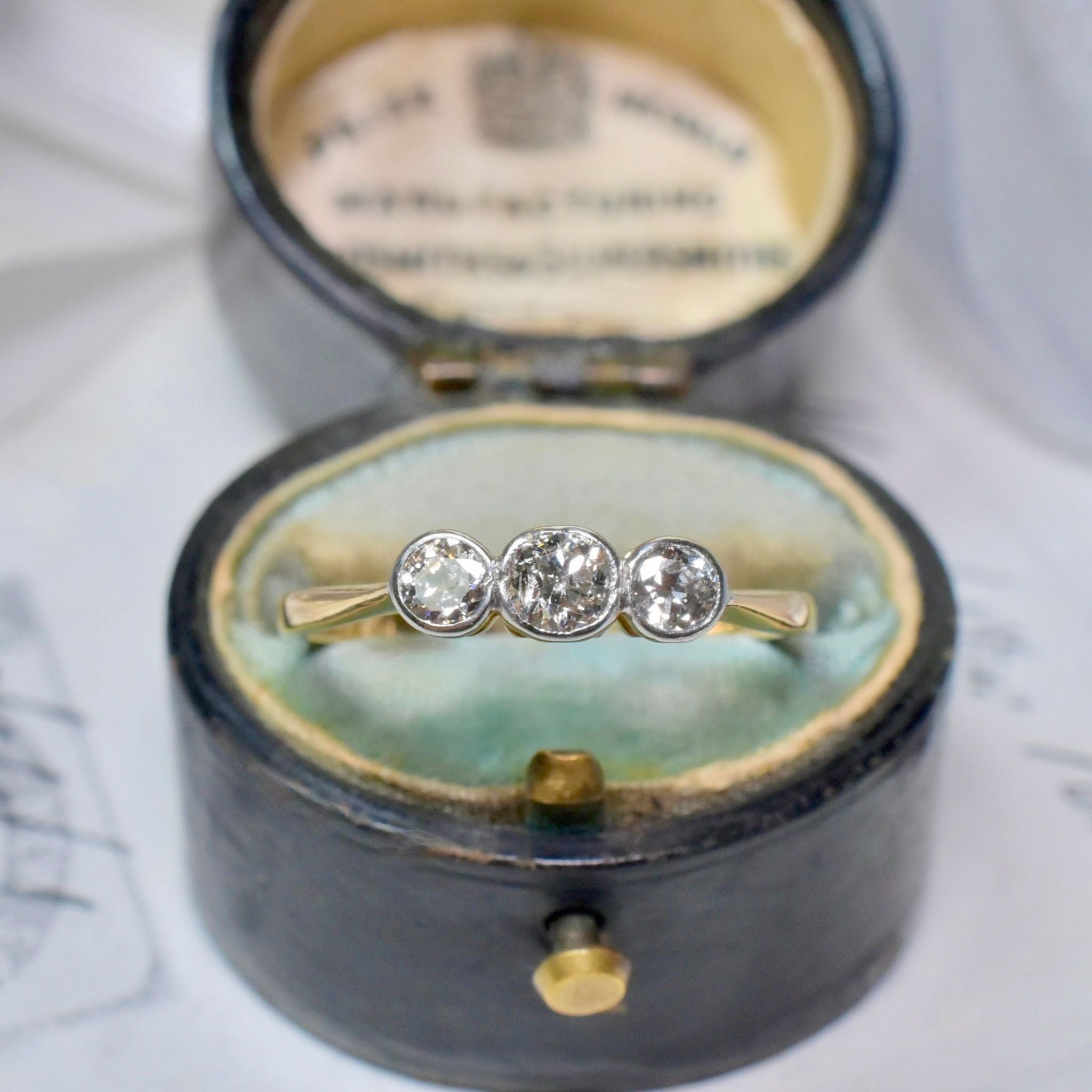 Antique Edwardian 18ct Yellow Gold, Platinum And Diamond Trilogy Ring Circa 1915-20