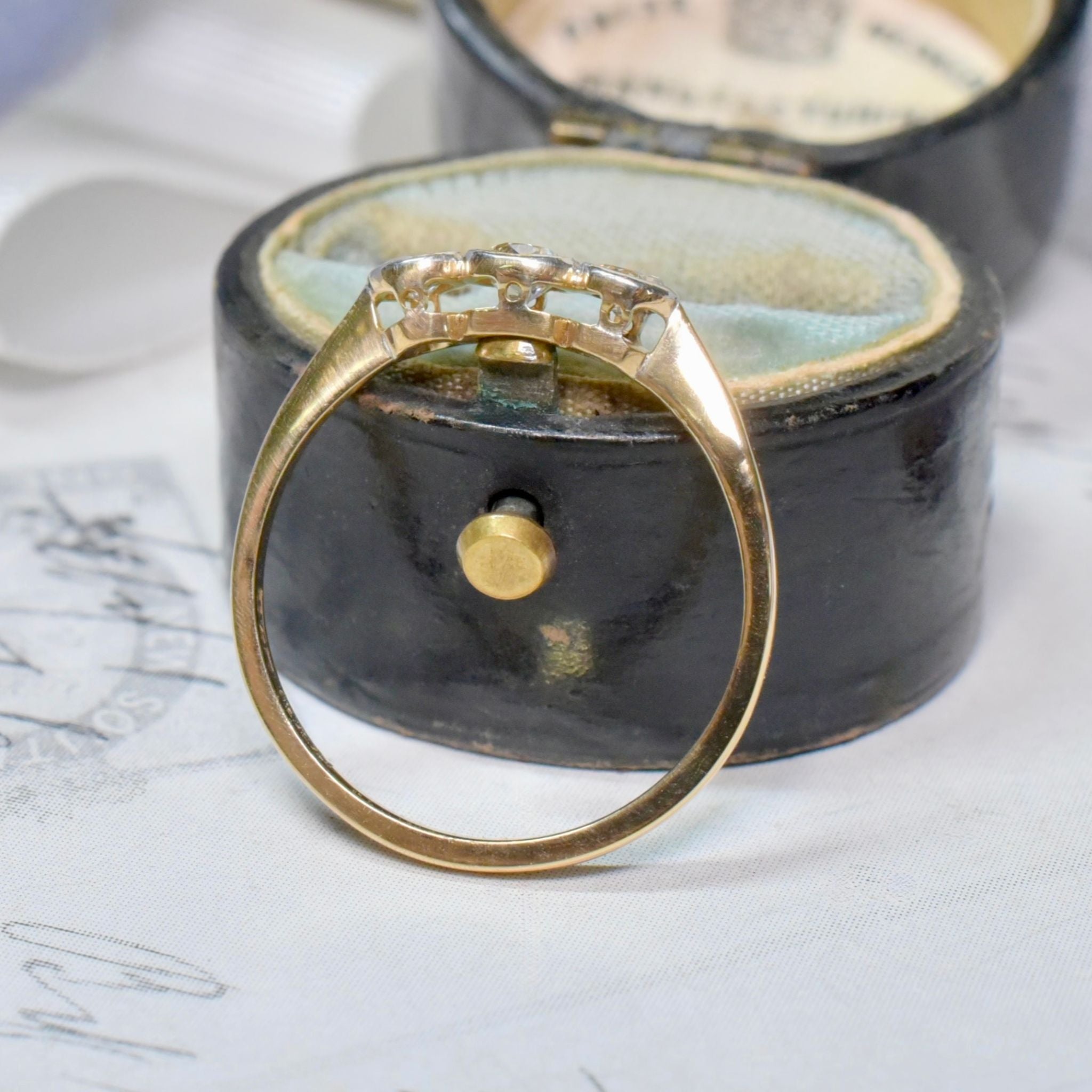 Antique Edwardian 18ct Yellow Gold, Platinum And Diamond Trilogy Ring Circa 1915-20