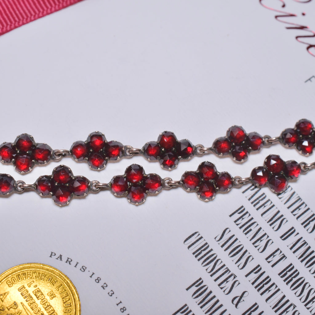 Superb Antique Victorian Bohemian Garnet Necklace - Circa 1890