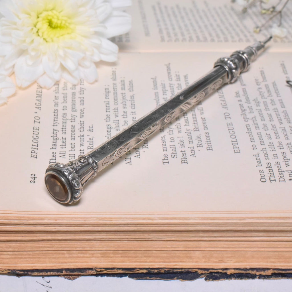 Antique Victorian Sterling Silver Large Propelling Pencil - Circa 1890-1900