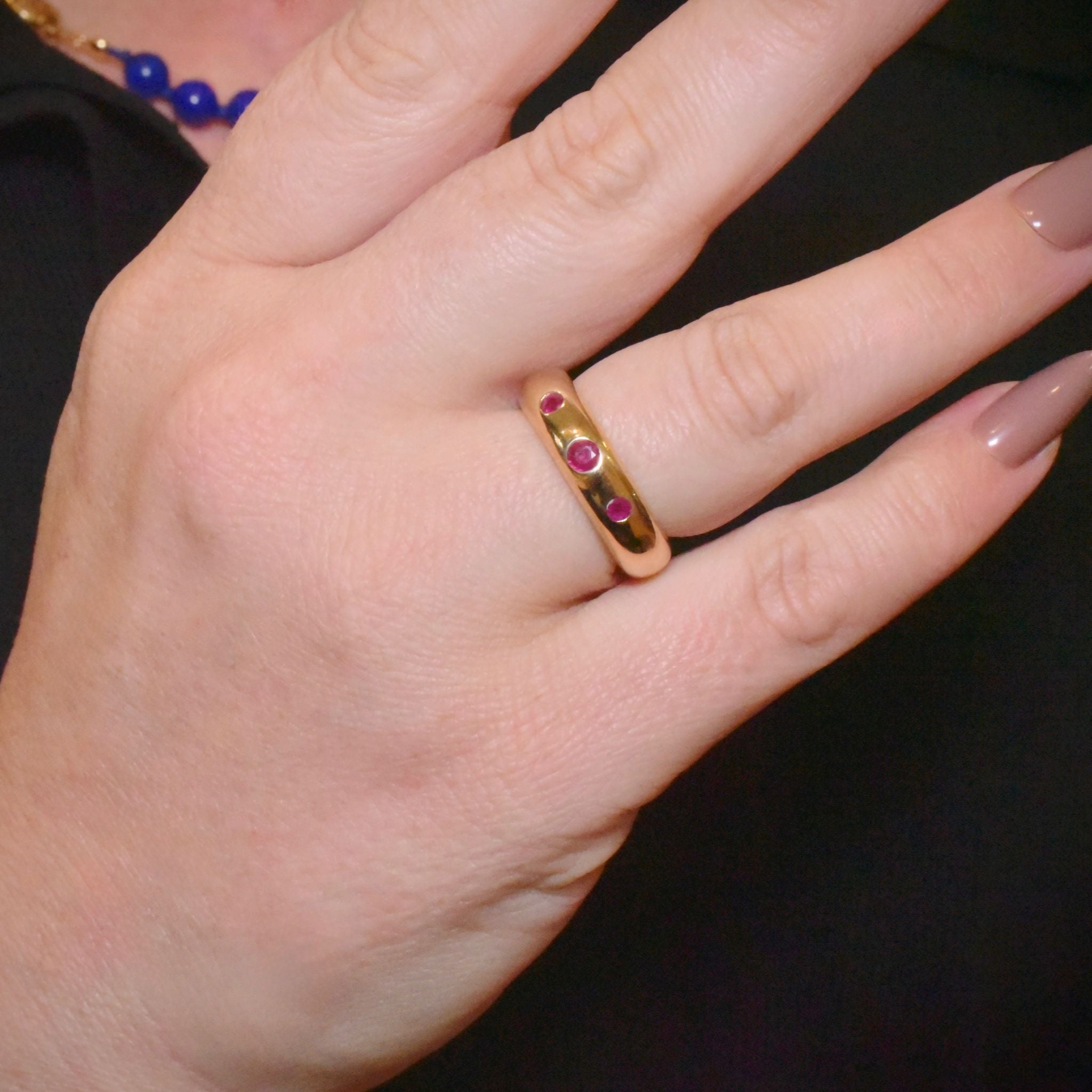 Contemporary 9ct Yellow Gold And Ruby ‘Tube’ Ring