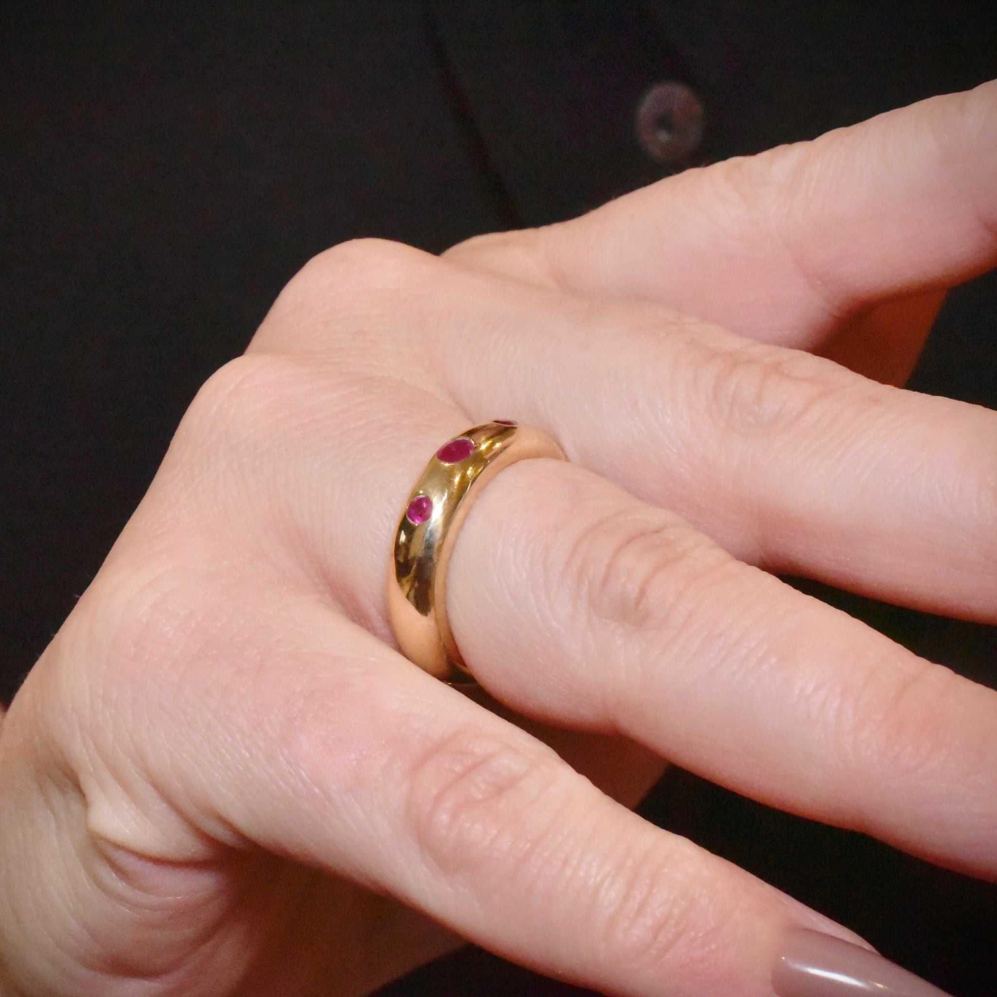 Contemporary 9ct Yellow Gold And Ruby ‘Tube’ Ring