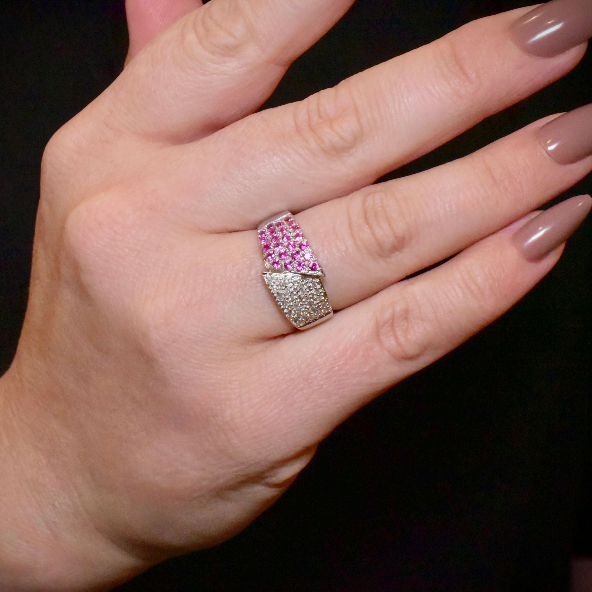 Fabulous 9ct White Gold Pink Sapphire And Diamond Ring