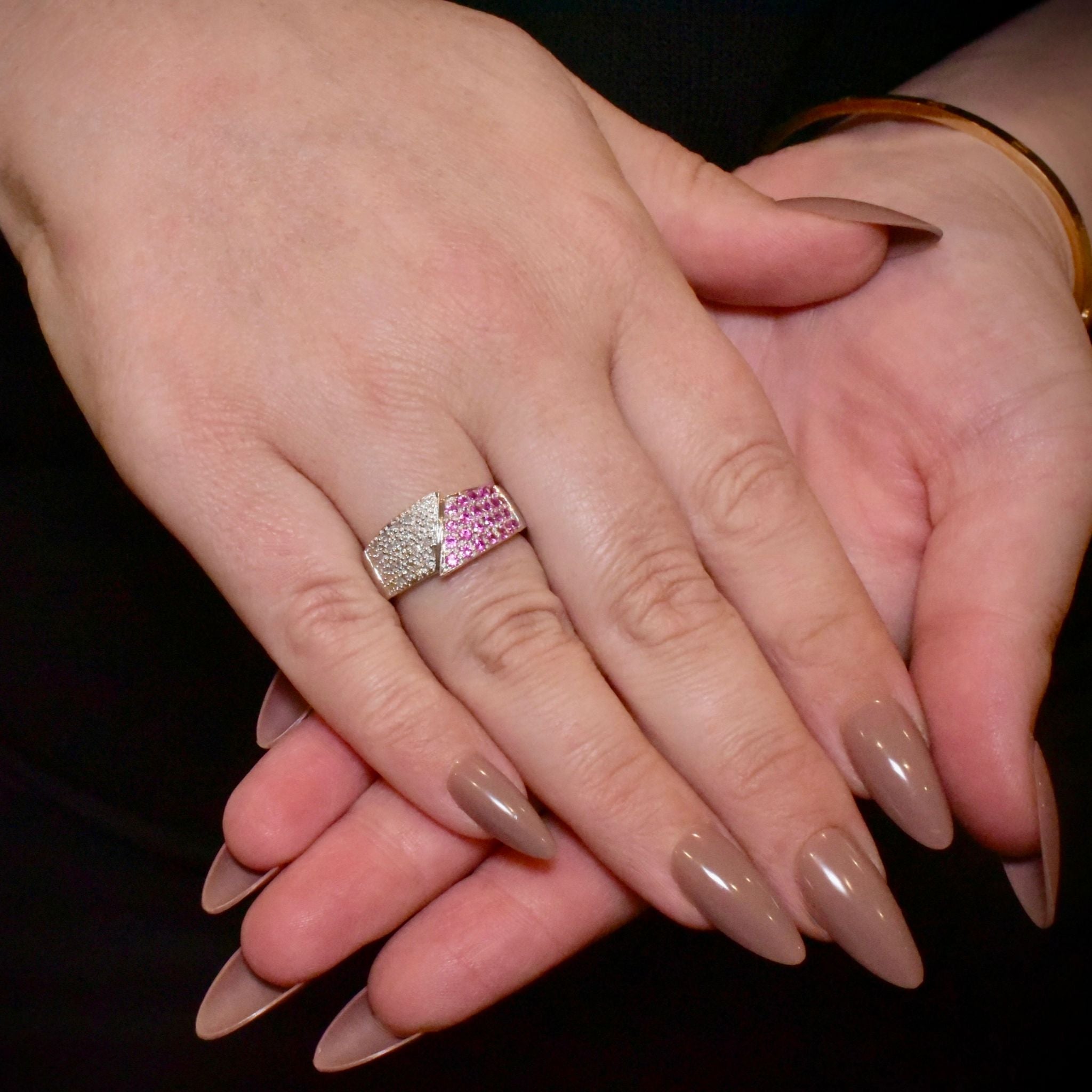 Fabulous 9ct White Gold Pink Sapphire And Diamond Ring