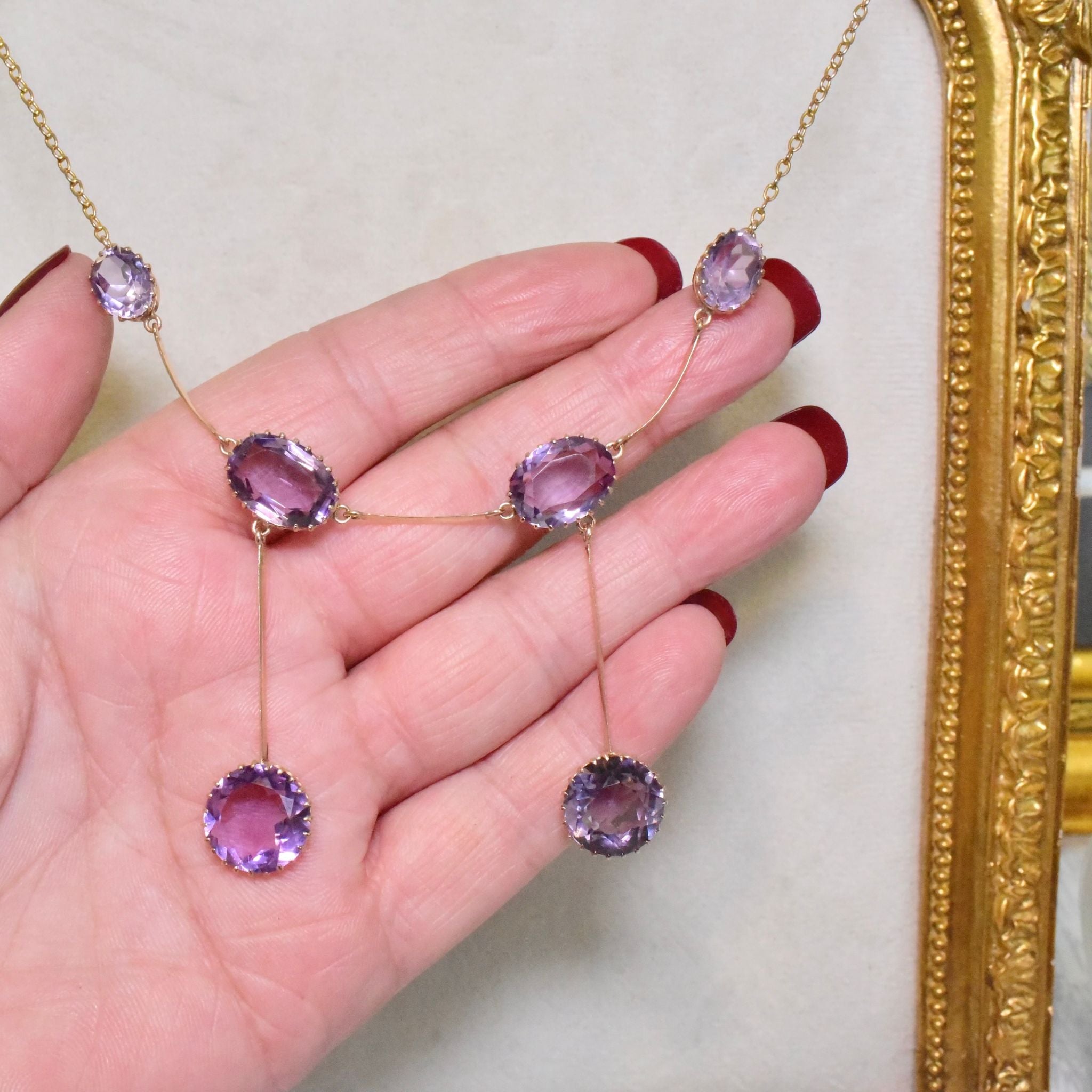 Outstanding Antique Australian Edwardian 9ct Rose Gold Amethyst Demi-Parure - 26cts
