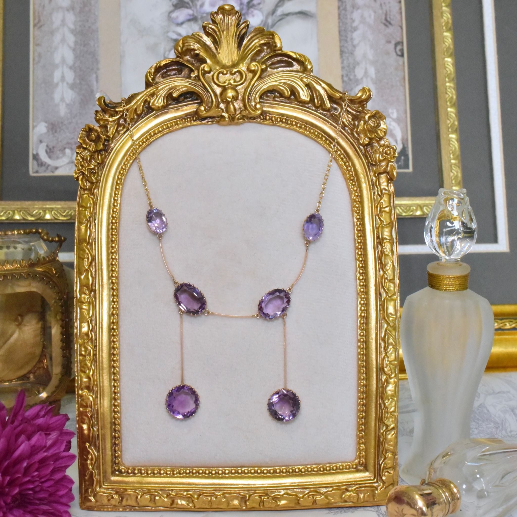 Outstanding Antique Australian Edwardian 9ct Rose Gold Amethyst Demi-Parure - 26cts