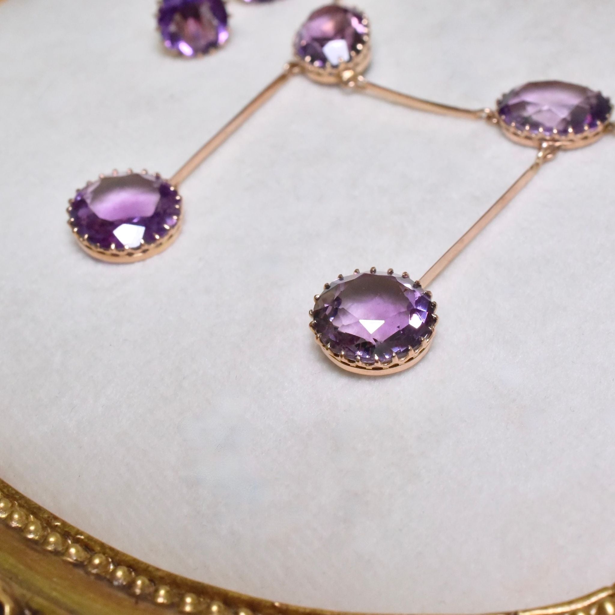 Outstanding Antique Australian Edwardian 9ct Rose Gold Amethyst Demi-Parure - 26cts