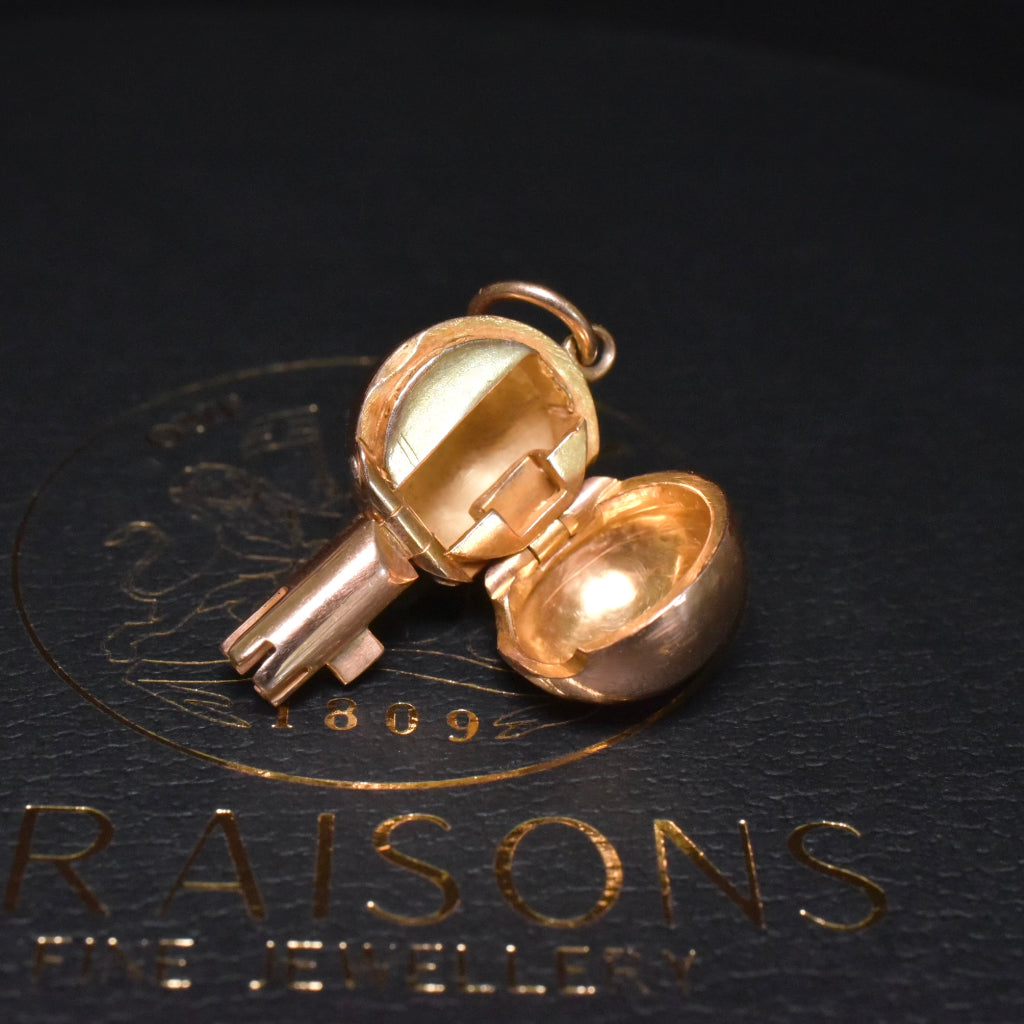 Superb Antique Victorian Heavy 15ct Rose Gold Secret Opening Orb Watch Winder/Fob Circa 1890-1900