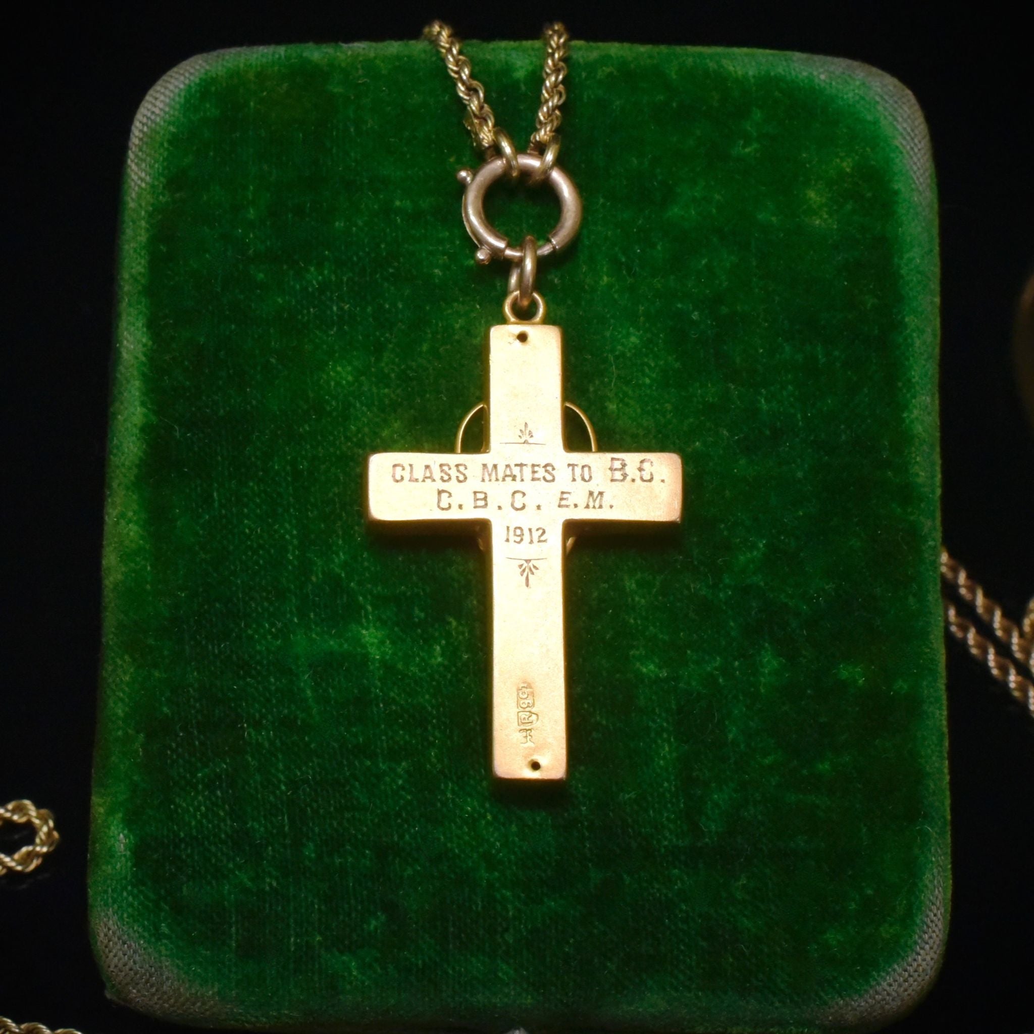 Antique Australian Edwardian 9ct Gold And Garnet Cross - 1912