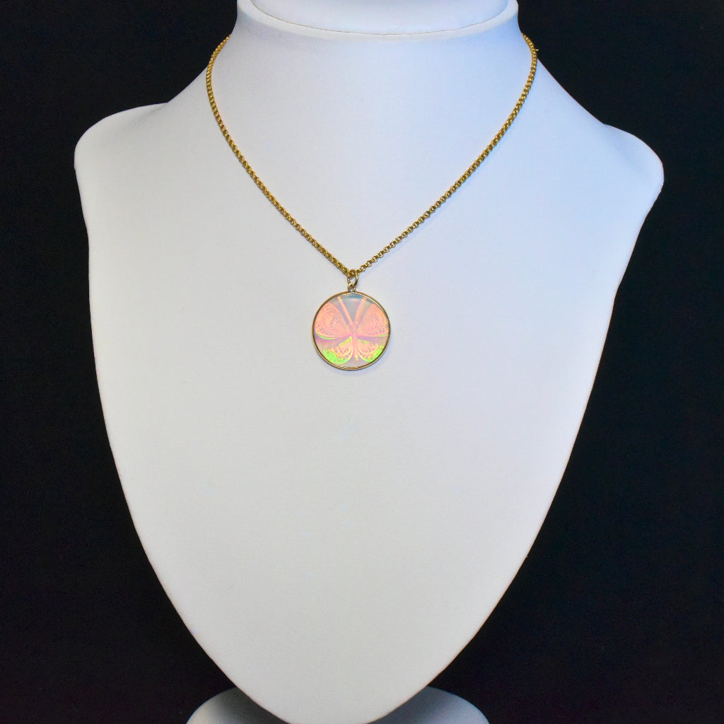 Super Cool Vintage 9ct Rose Gold ‘Hologram’ Butterfly Pendant - 1980’s