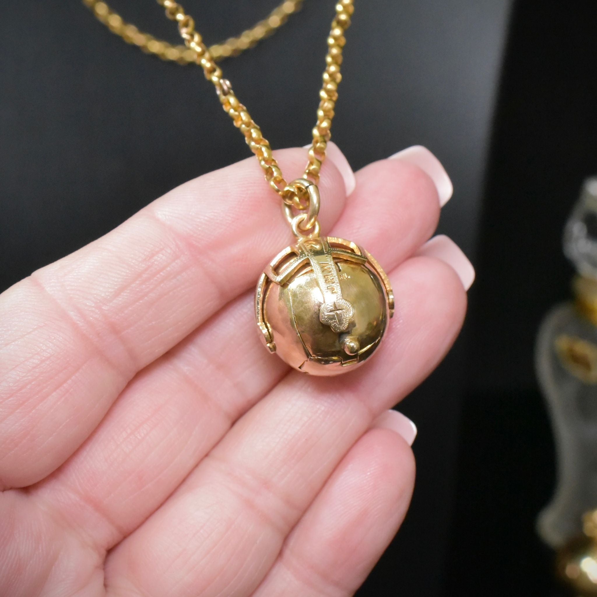 Antique Edwardian-Art Deco Era 9ct Yellow Gold & Silver Masonic Orb - John Henry Wynn