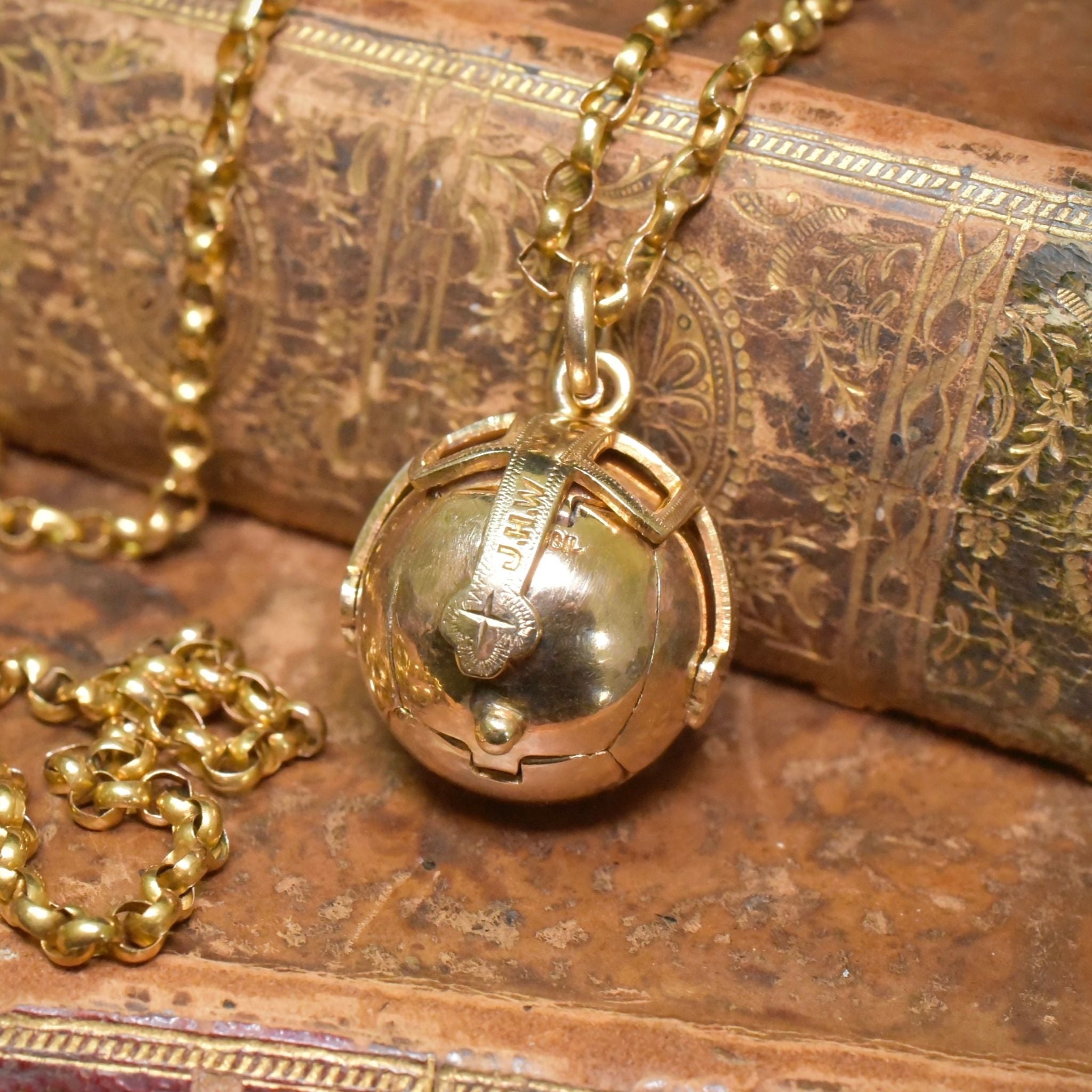 Antique Edwardian-Art Deco Era 9ct Yellow Gold & Silver Masonic Orb - John Henry Wynn