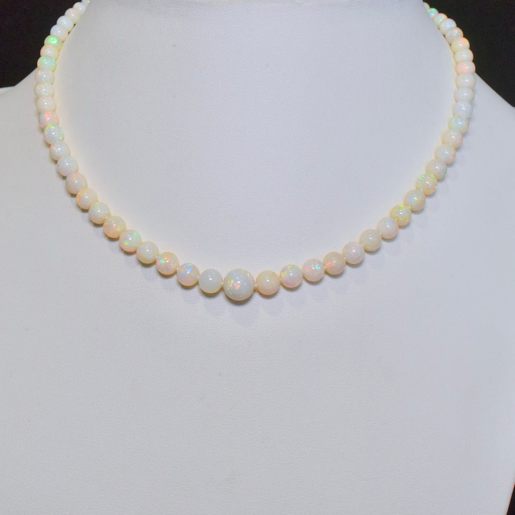 Antique 15ct Rose Gold Solid White Opal Bead Necklace Circa 1915-1930’s Included In Purchase Valuation For $5,000 AUD