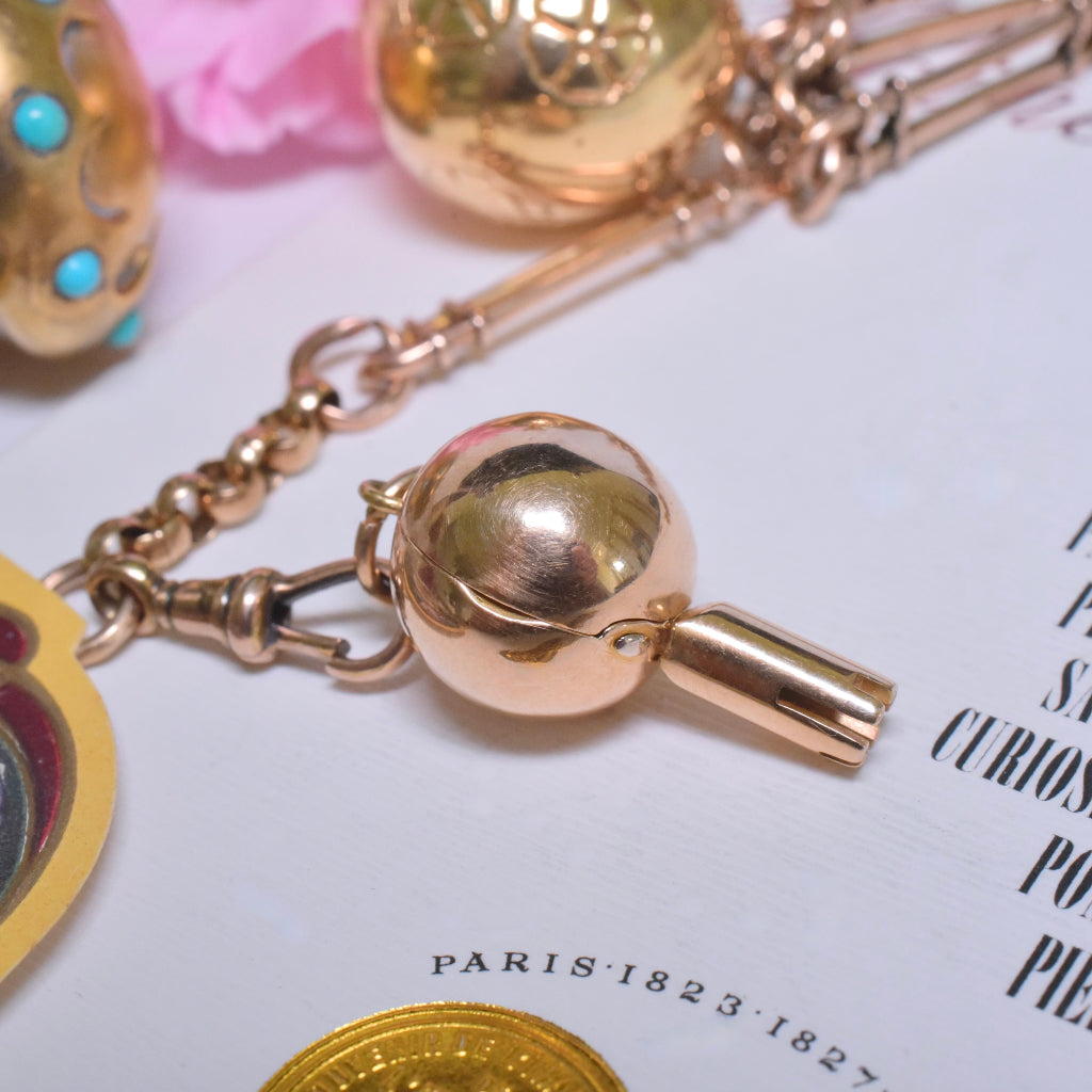 Superb Antique Victorian Heavy 15ct Rose Gold Secret Opening Orb Watch Winder/Fob Circa 1890-1900