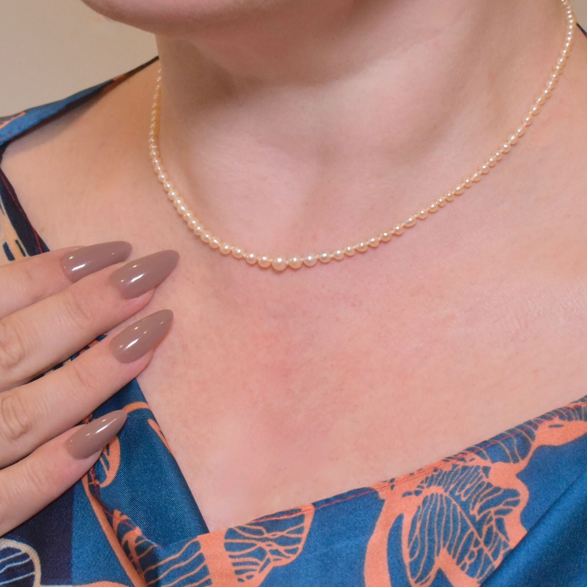 Antique 14ct White Gold Diamond And Akoya Pearl Necklace