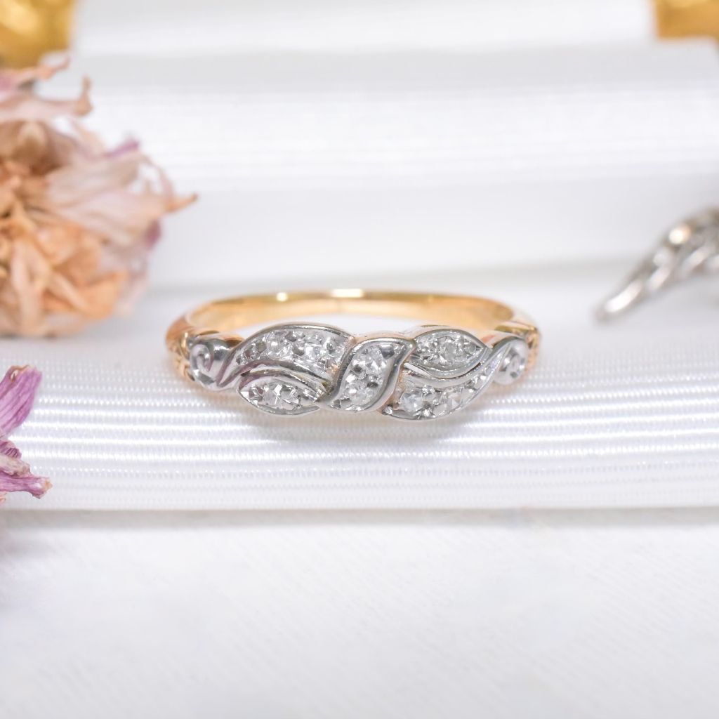 Vintage 1940’s 18ct Yellow Gold And Platinum Diamond Eternity Style Ring