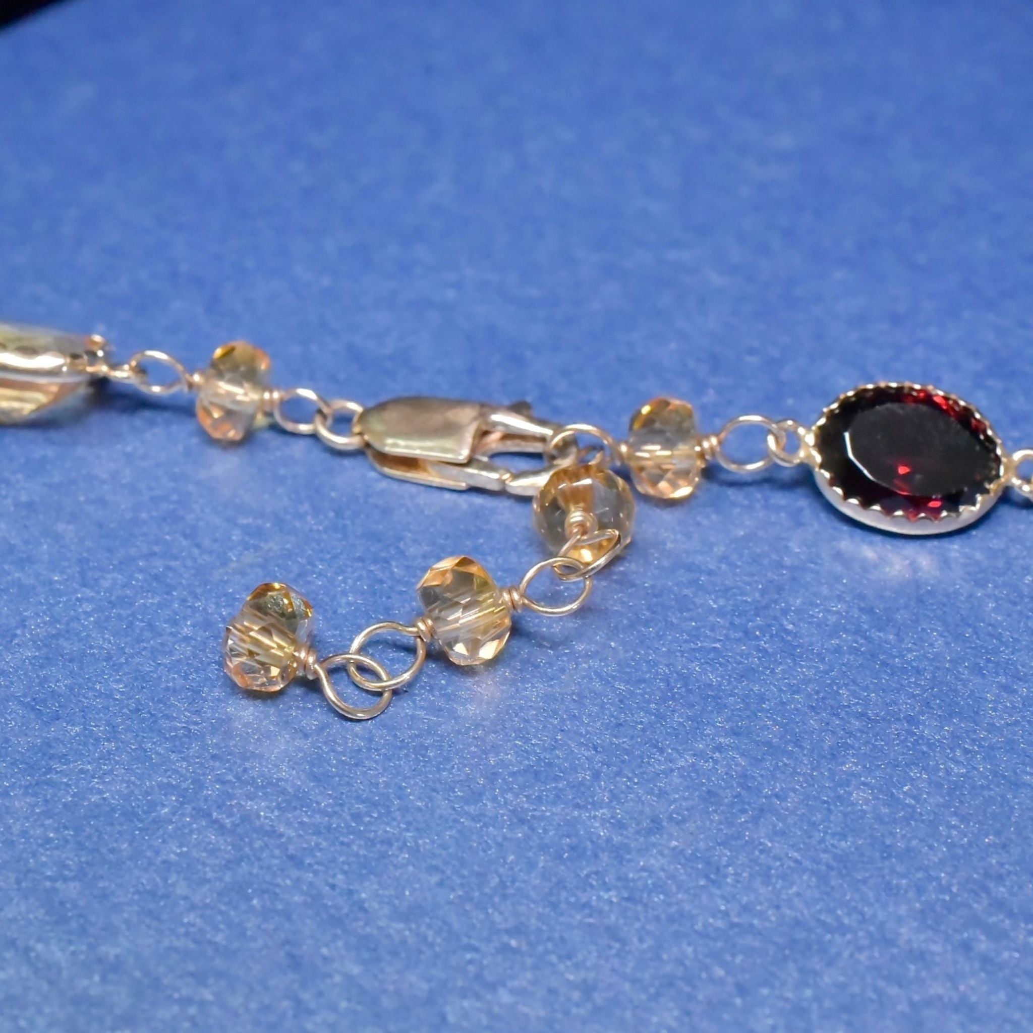 Impressive 14ct Yellow Gold Multi-Gem Necklace (Amethyst, Garnet, Citrine, Topaz, Lemon Quartz)