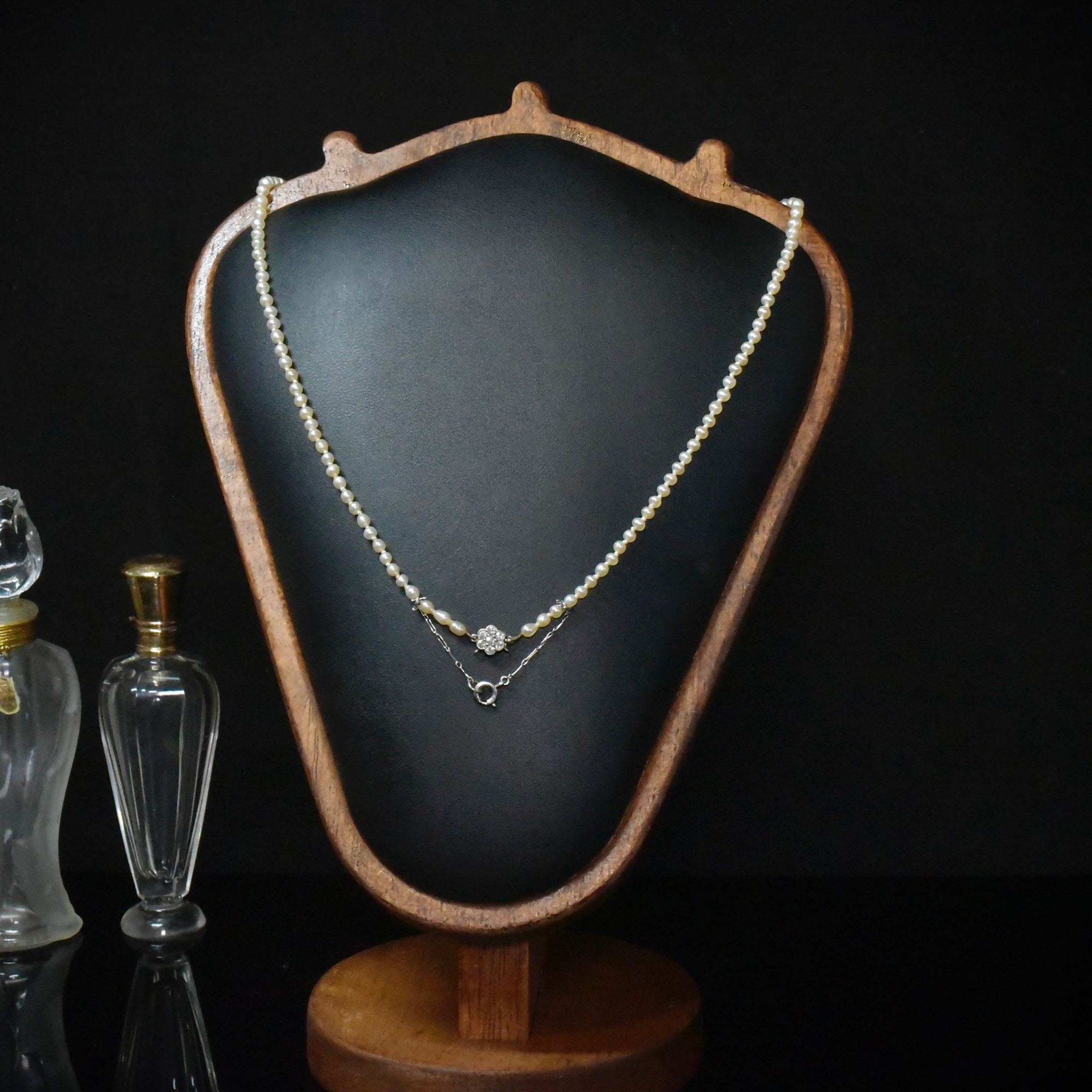 Antique 14ct White Gold Diamond And Akoya Pearl Necklace