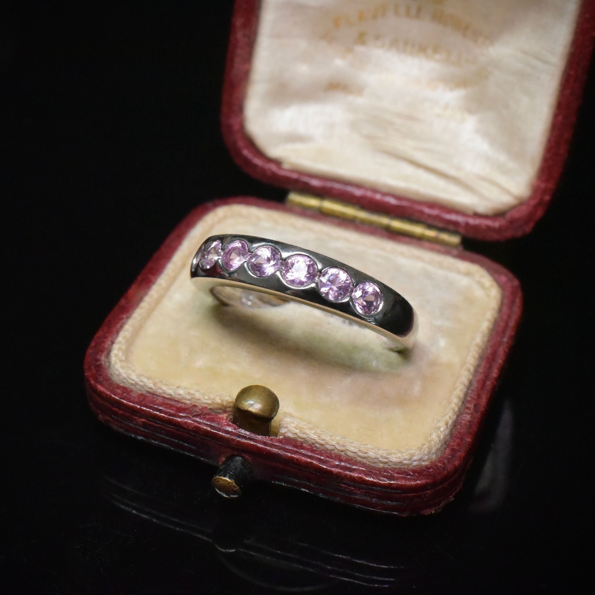 Contemporary 9ct White Gold Natural Pink Sapphire Ring